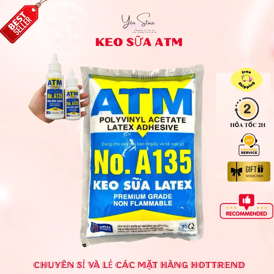 Keo Sữa Latex ATM No.A135 Loại Tốt Dùng Dán Giấy, Sàn Gỗ, Dán Đồ Handmade, Làm Slam, Dán Đồ Chơi
